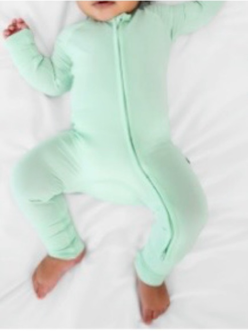 Little Sleepies Pastel Green Convertible Zippered Footie